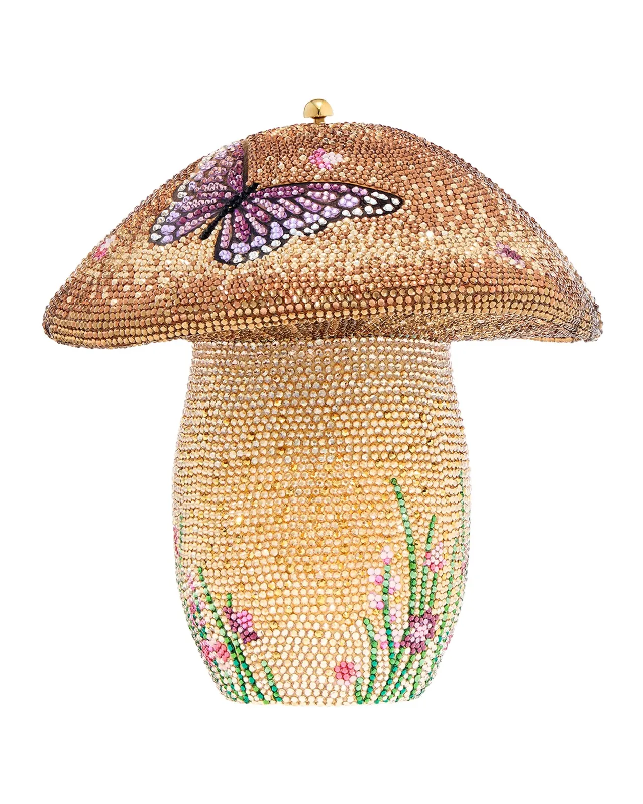 Judith Leiber Couture Mushroom Bella Crystal Clutch Bag