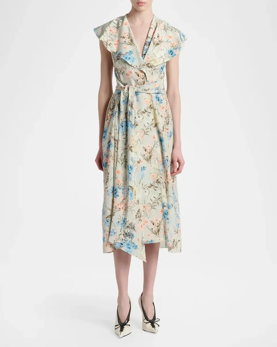 Alexander McQueen Floral Silk Midi Dress | Thumbnail 2