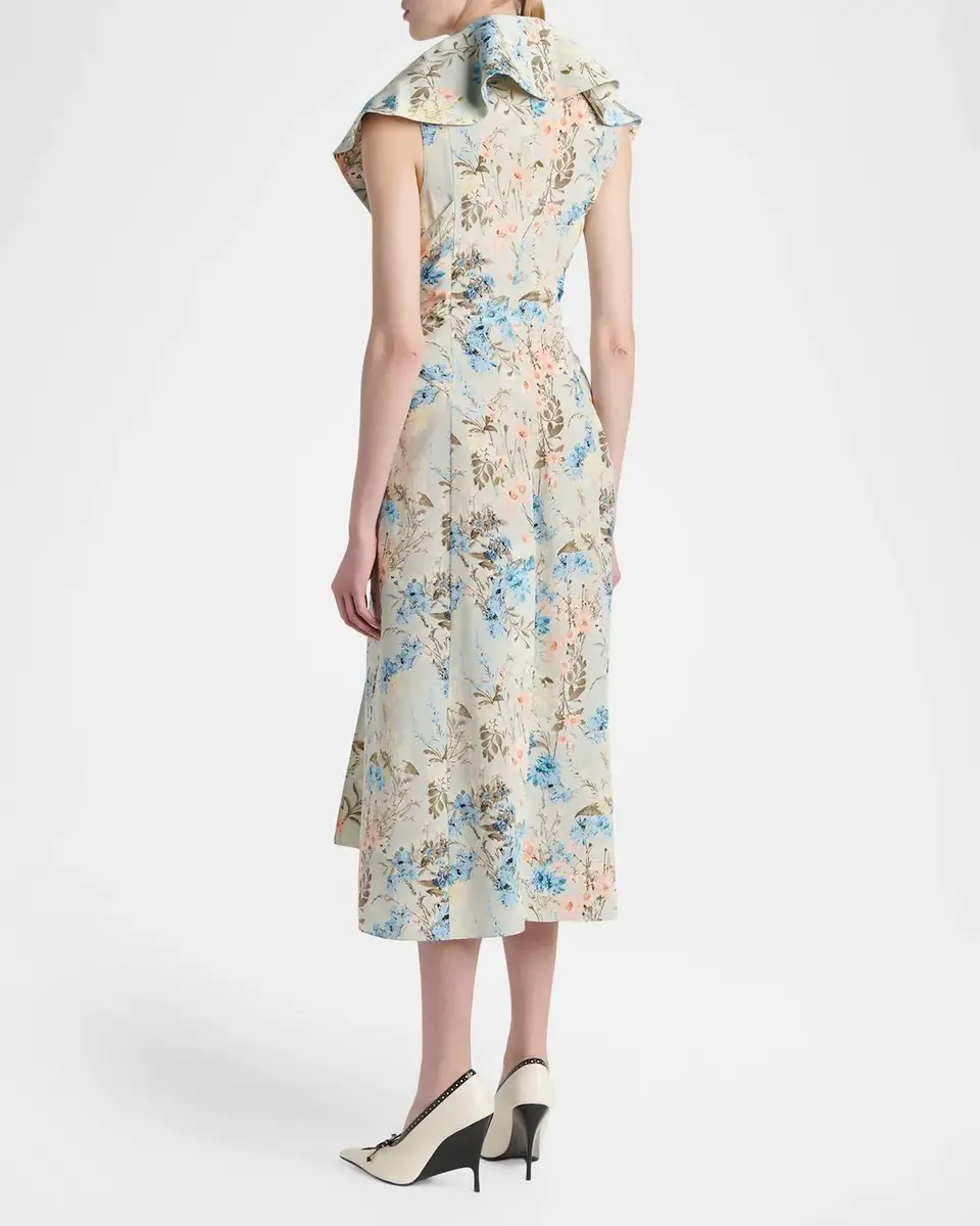 Alexander McQueen Floral Silk Midi Dress | Thumbnail 3