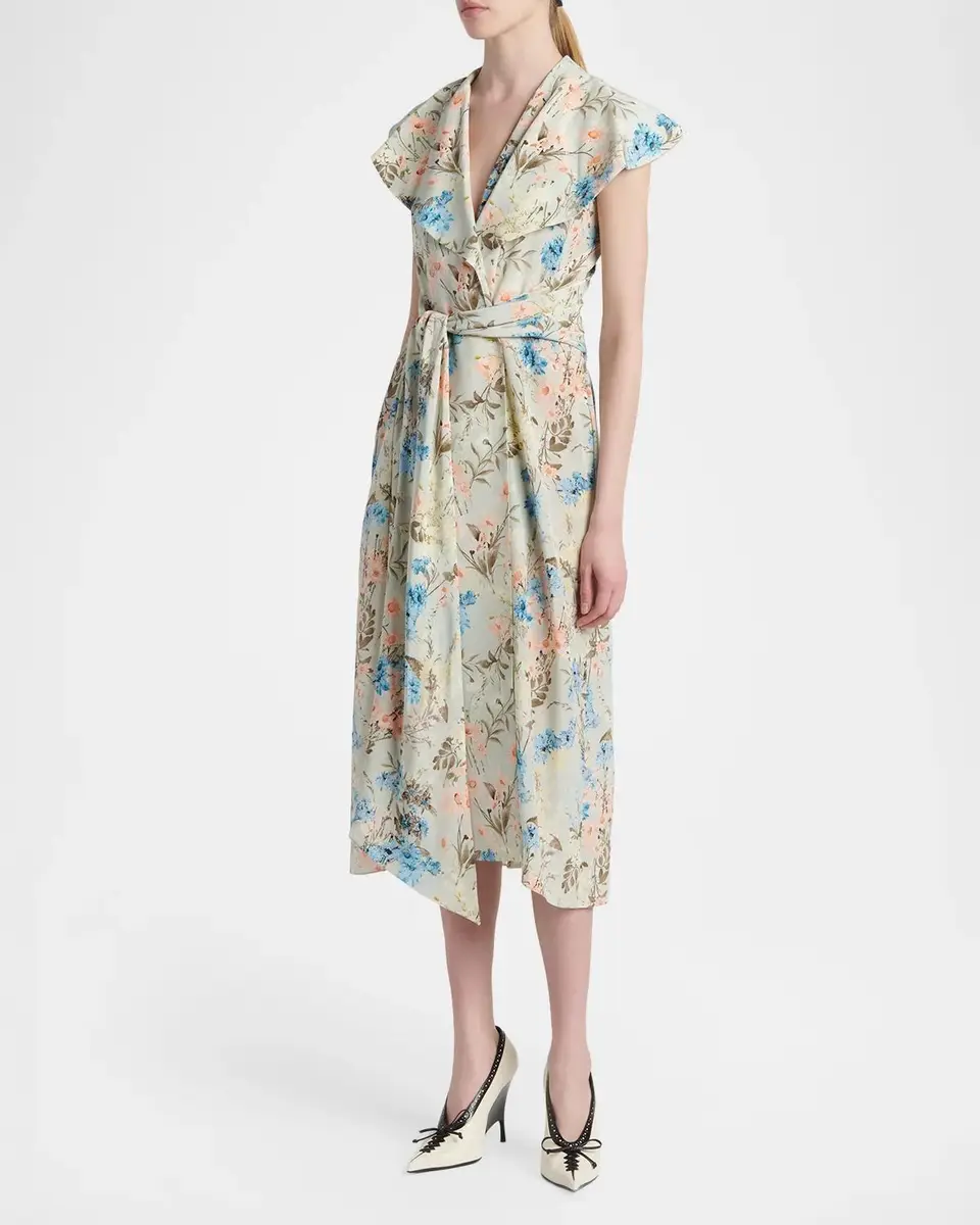 Alexander McQueen Floral Silk Midi Dress | Thumbnail 4