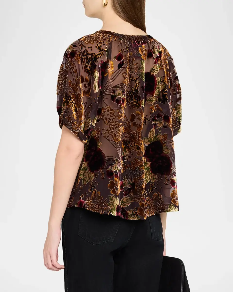 Johnny Was Avah Sheer Floral Burnout Blouse | Thumbnail 3