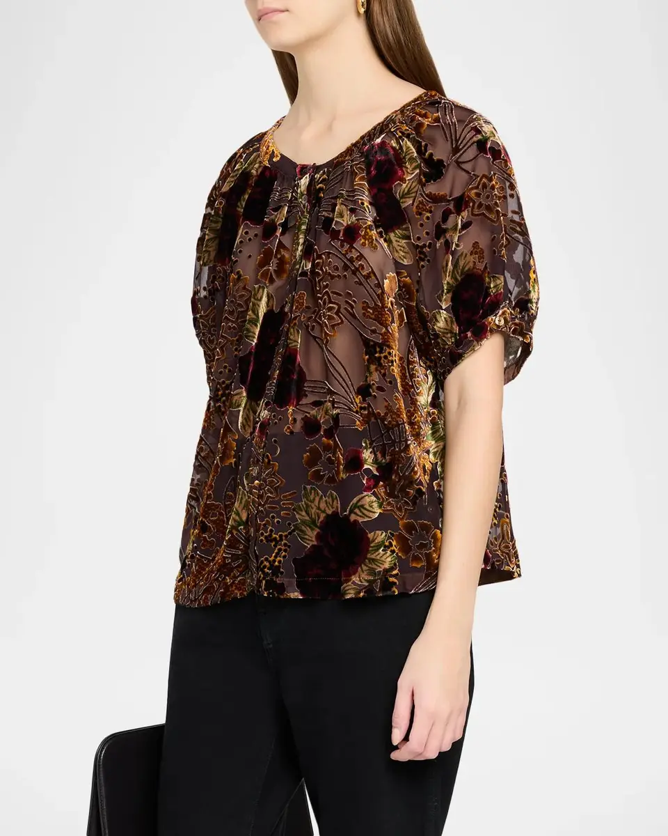Johnny Was Avah Sheer Floral Burnout Blouse | Thumbnail 4