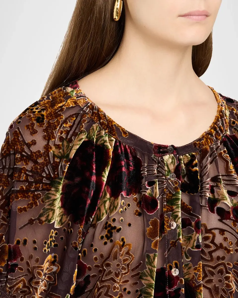 Johnny Was Avah Sheer Floral Burnout Blouse | Thumbnail 5