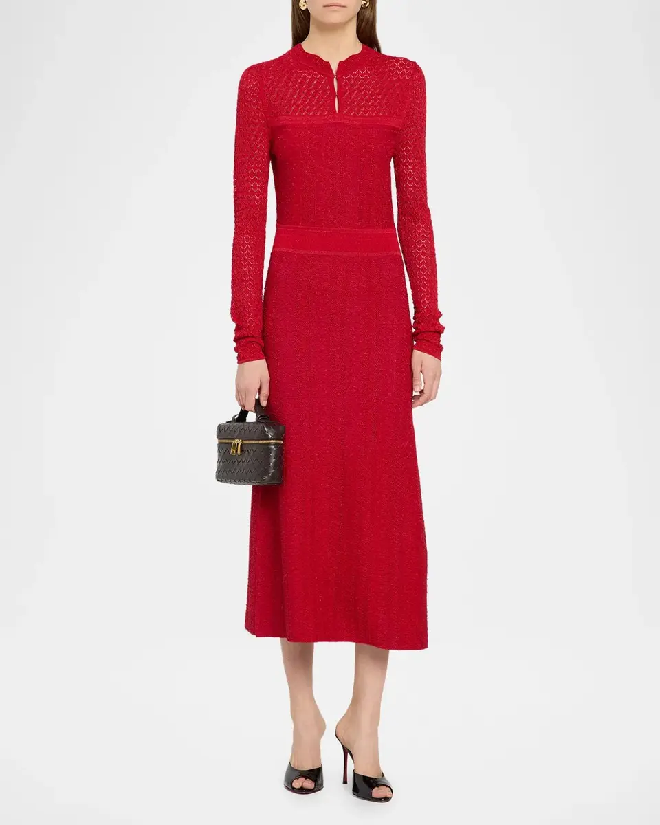 Elie Tahari The Remi Shimmer Pointelle-Knit Midi Dress | Thumbnail 2 Elie Tahari The Remi Shimmer Pointelle-Knit Midi Dress | Thumbnail 2