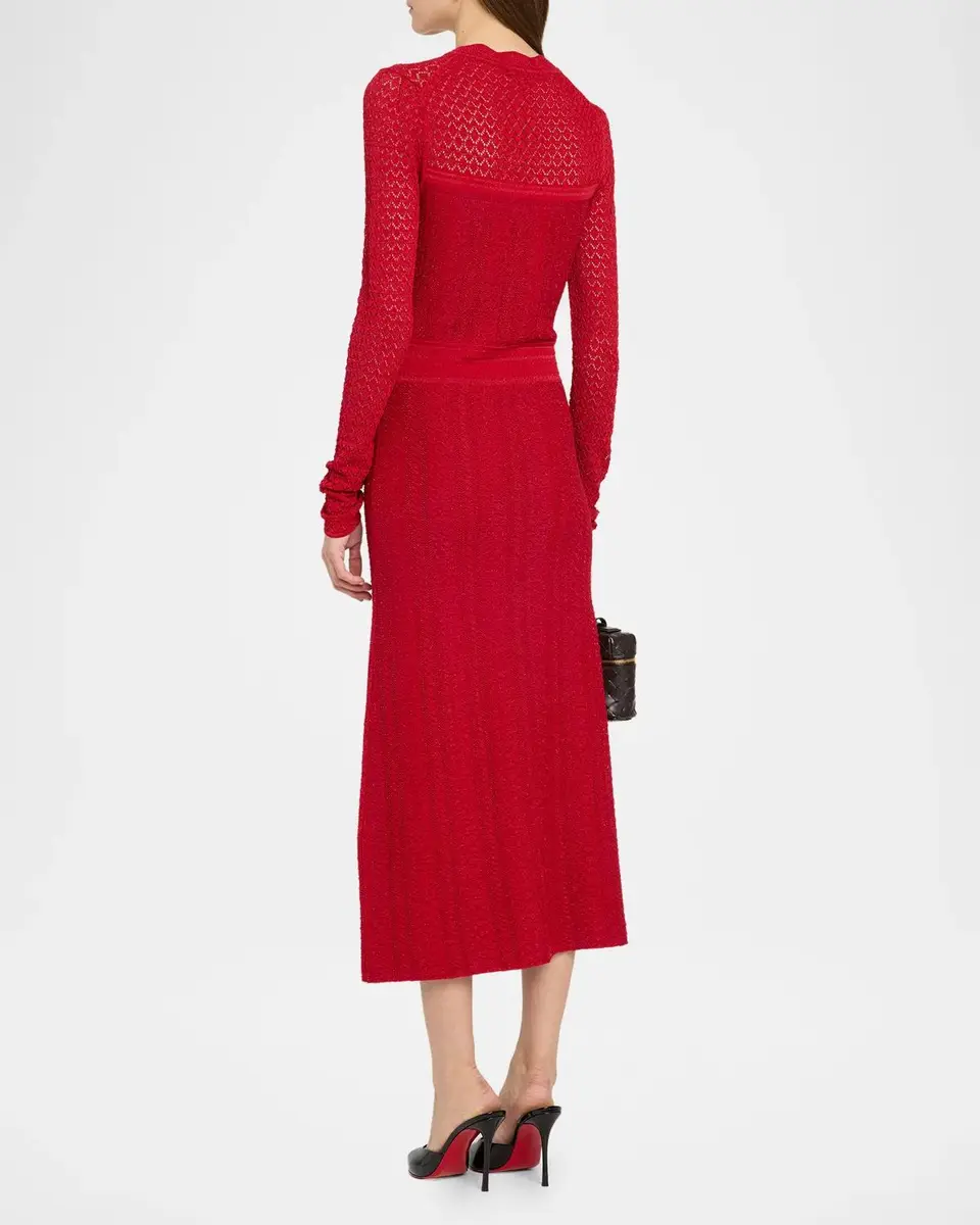 Elie Tahari The Remi Shimmer Pointelle-Knit Midi Dress | Thumbnail 3 Elie Tahari The Remi Shimmer Pointelle-Knit Midi Dress | Thumbnail 3