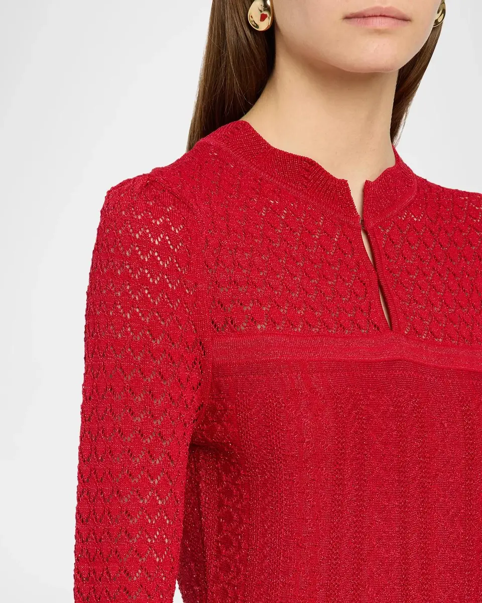 Elie Tahari The Remi Shimmer Pointelle-Knit Midi Dress | Thumbnail 5 Elie Tahari The Remi Shimmer Pointelle-Knit Midi Dress | Thumbnail 5