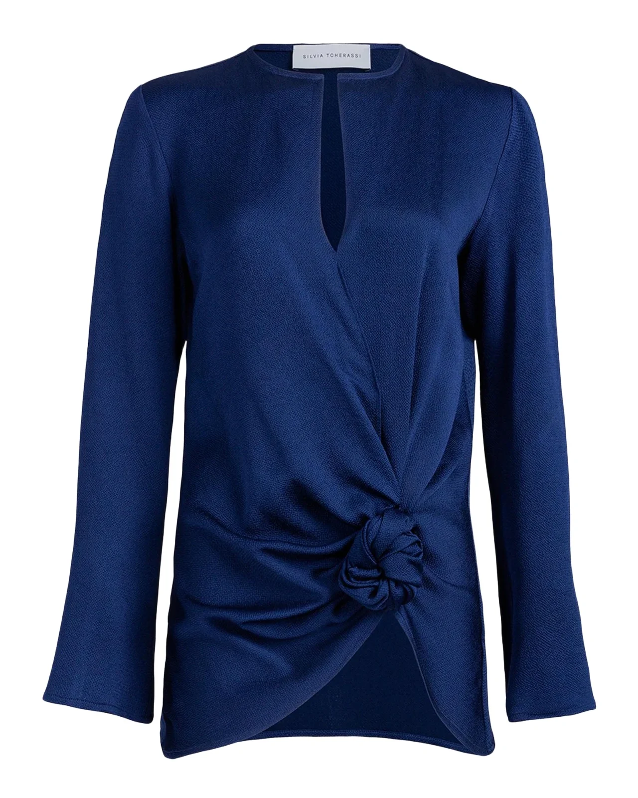 Tayra Knotted Long-Sleeve Wrap Blouse Tayra Knotted Long-Sleeve Wrap Blouse