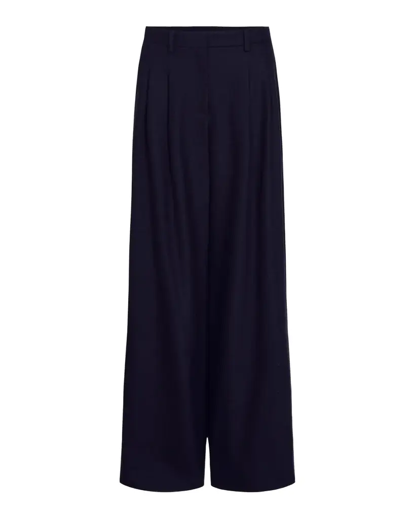 Avery Wool-Silk Blend Wide-Leg Pants