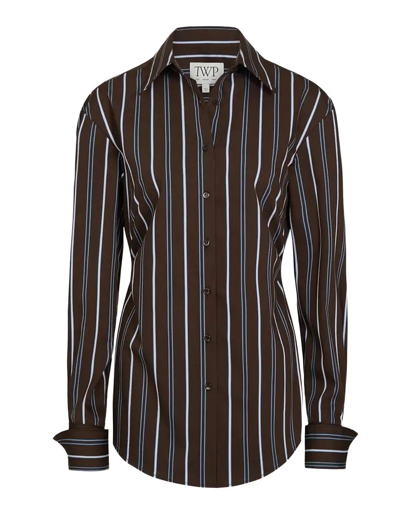 The Night We Met Striped Cotton-Blend Shirt The Night We Met Striped Cotton-Blend Shirt