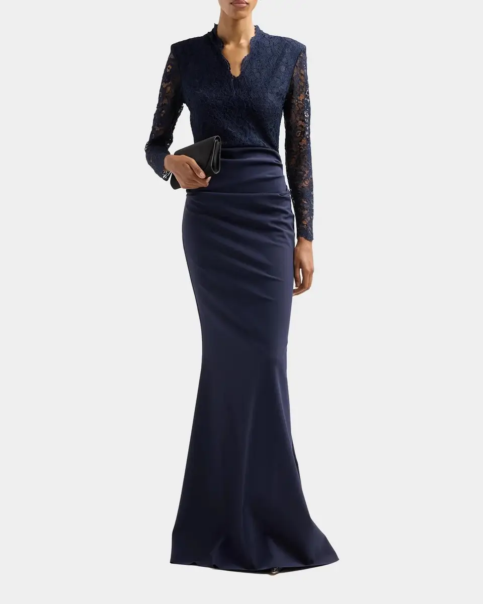 Chiara Boni La Petite Robe Tilia Lace Long-Sleeve Trumpet Gown | Thumbnail 2 Chiara Boni La Petite Robe Tilia Lace Long-Sleeve Trumpet Gown | Thumbnail 2