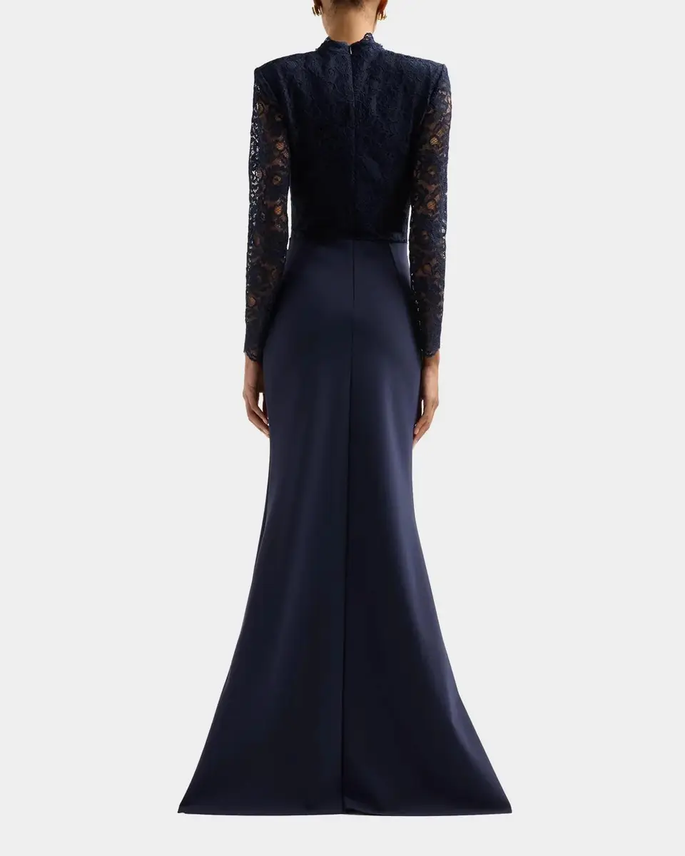 Chiara Boni La Petite Robe Tilia Lace Long-Sleeve Trumpet Gown | Thumbnail 4 Chiara Boni La Petite Robe Tilia Lace Long-Sleeve Trumpet Gown | Thumbnail 4