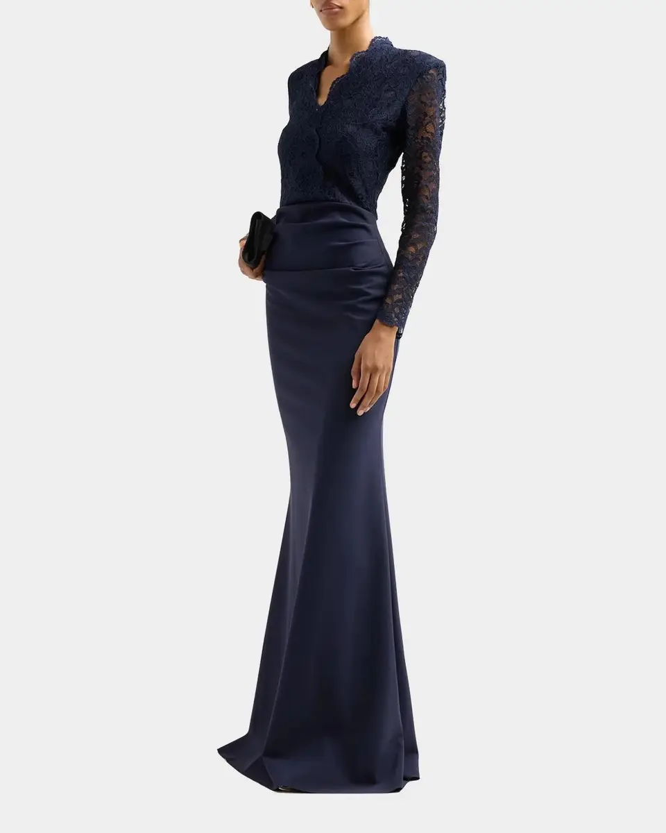 Chiara Boni La Petite Robe Tilia Lace Long-Sleeve Trumpet Gown | Thumbnail 5 Chiara Boni La Petite Robe Tilia Lace Long-Sleeve Trumpet Gown | Thumbnail 5