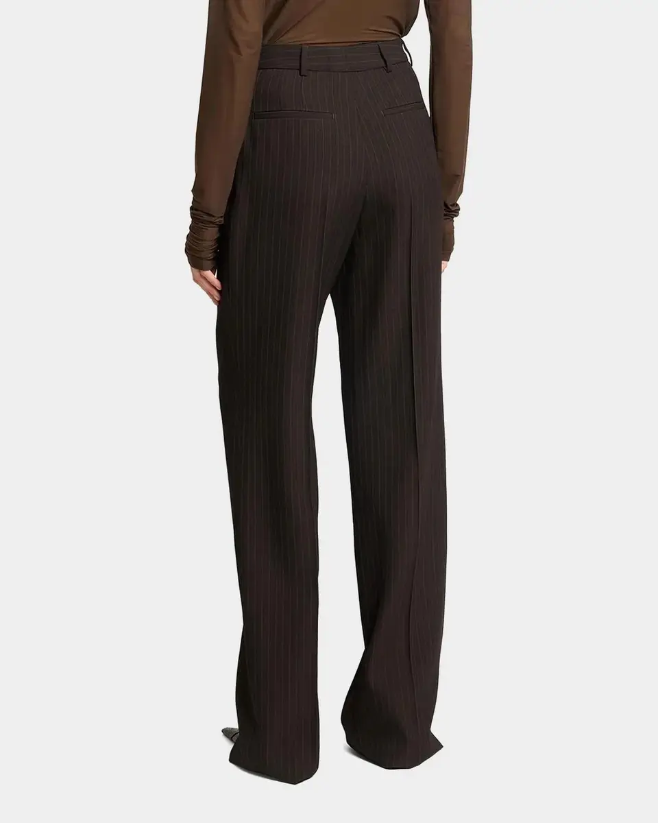 Saint Laurent Pinstriped Wool Crepe De Laine Straight-Leg Trousers | Thumbnail 3 Saint Laurent Pinstriped Wool Crepe De Laine Straight-Leg Trousers | Thumbnail 3
