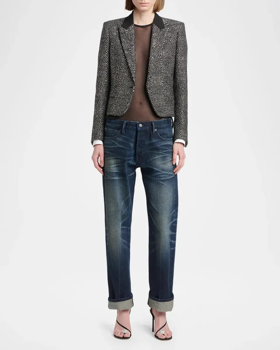 Tom Ford Low-Waist Stonewashed Denim Straight-Leg Boyfriend Pants | Thumbnail 2 Tom Ford Low-Waist Stonewashed Denim Straight-Leg Boyfriend Pants | Thumbnail 2