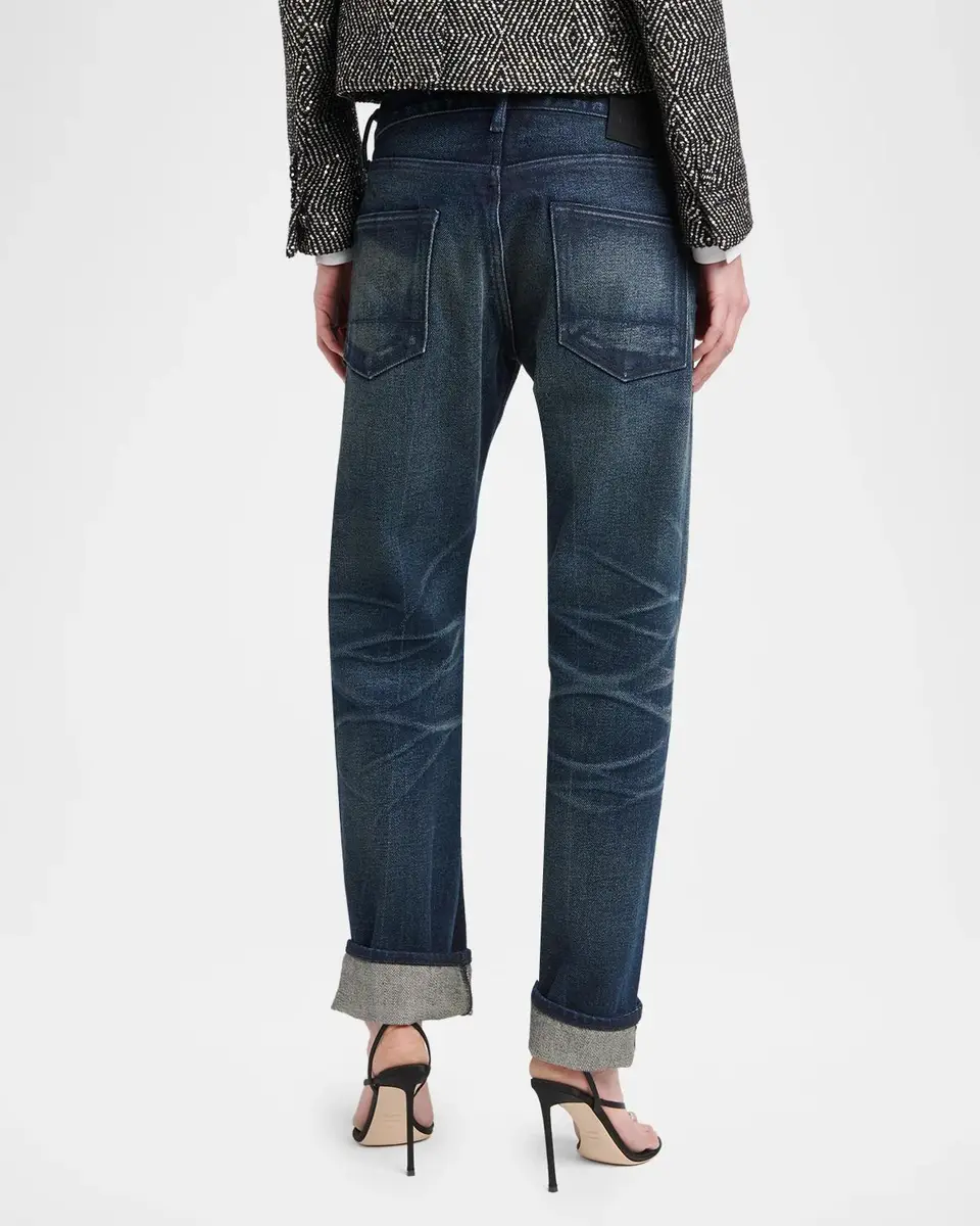 Tom Ford Low-Waist Stonewashed Denim Straight-Leg Boyfriend Pants | Thumbnail 3 Tom Ford Low-Waist Stonewashed Denim Straight-Leg Boyfriend Pants | Thumbnail 3