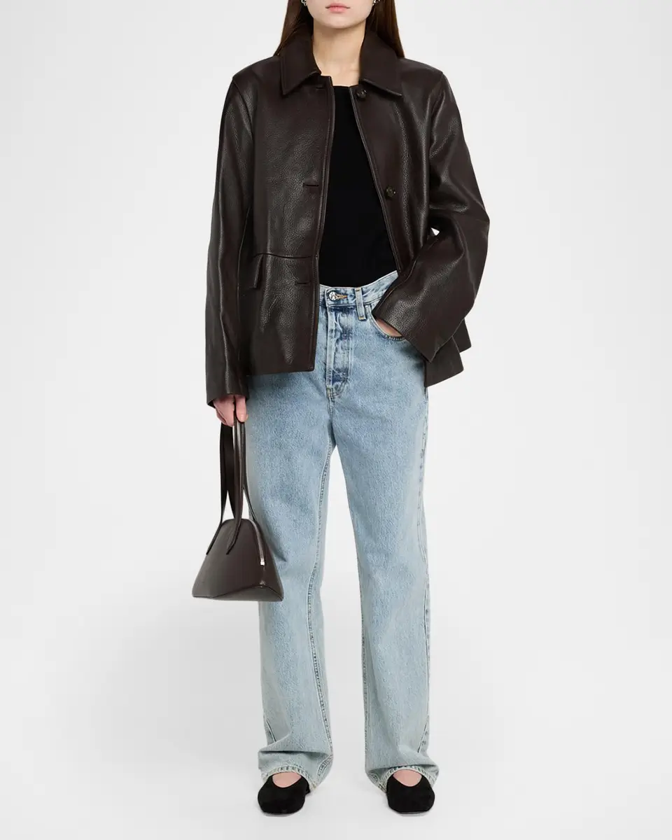 TOTEME Garderob Grained Leather Jacket | Thumbnail 2 TOTEME Garderob Grained Leather Jacket | Thumbnail 2