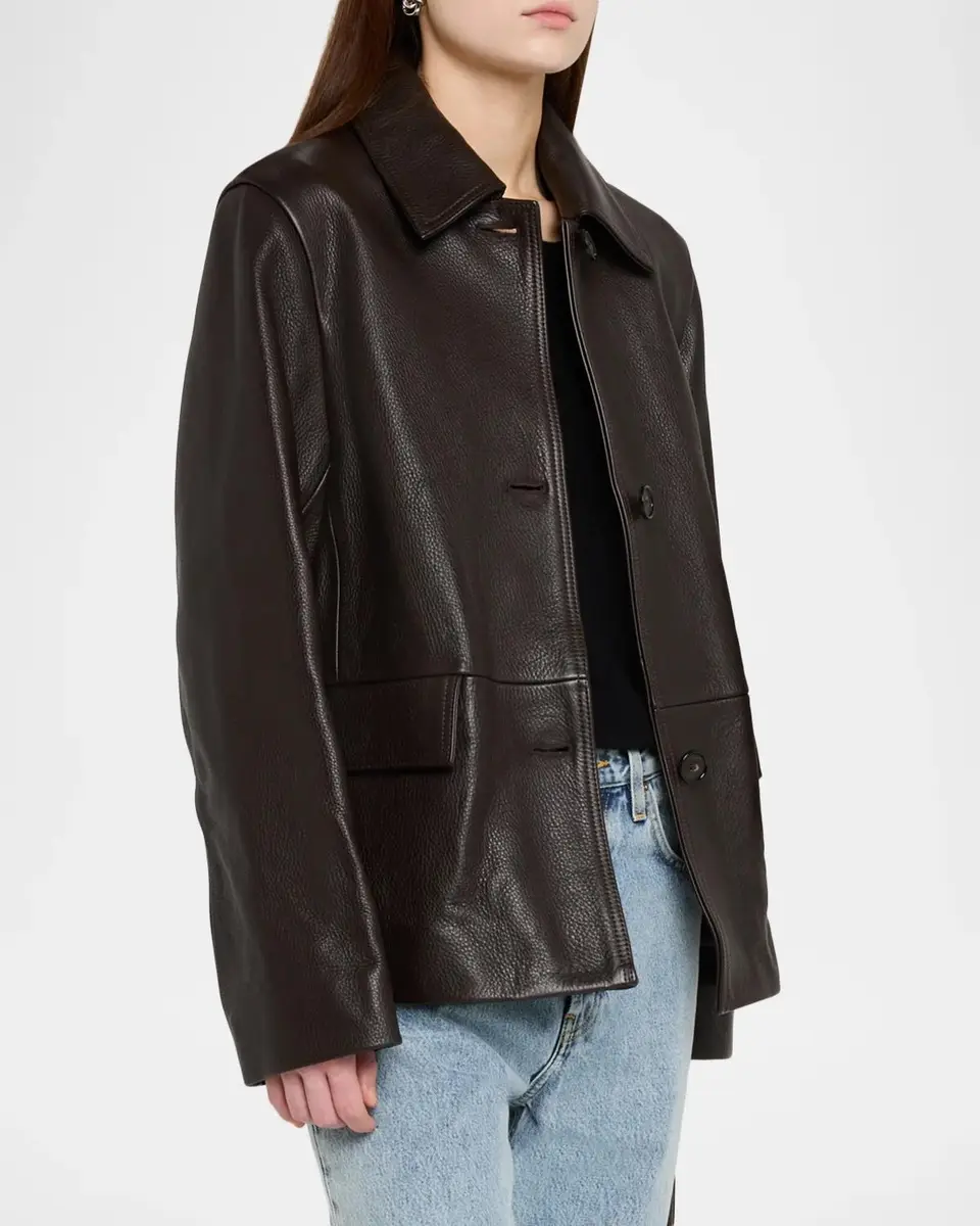 TOTEME Garderob Grained Leather Jacket | Thumbnail 4 TOTEME Garderob Grained Leather Jacket | Thumbnail 4