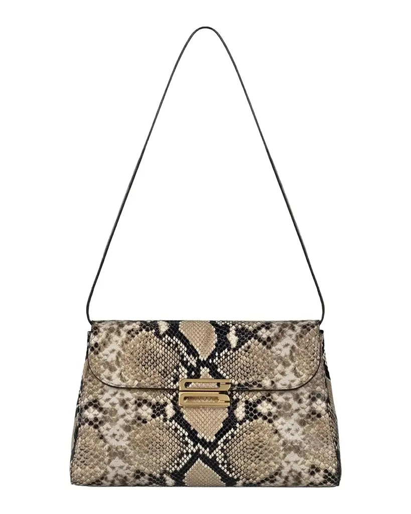 Dorian Printed Snake-Embossed Leather Shoulder Bag