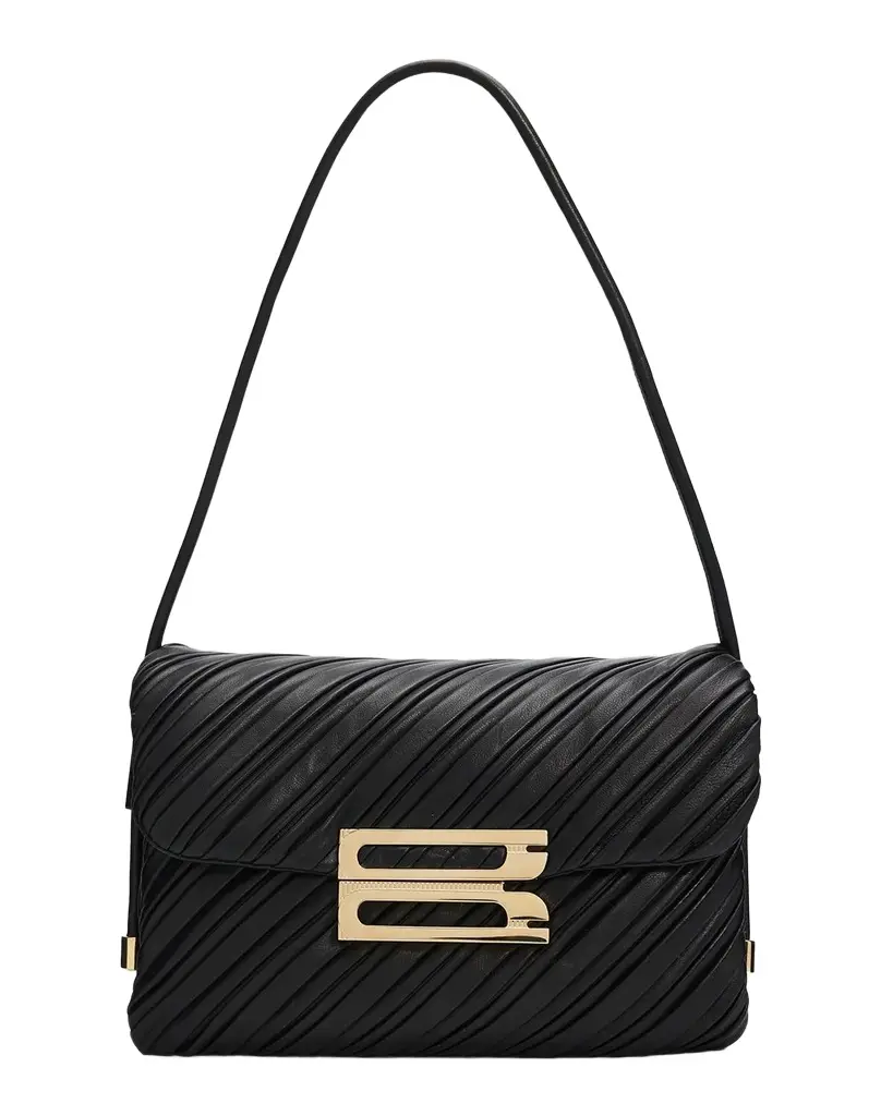 Soft Dorian Pleated Leather Shoulder Bag