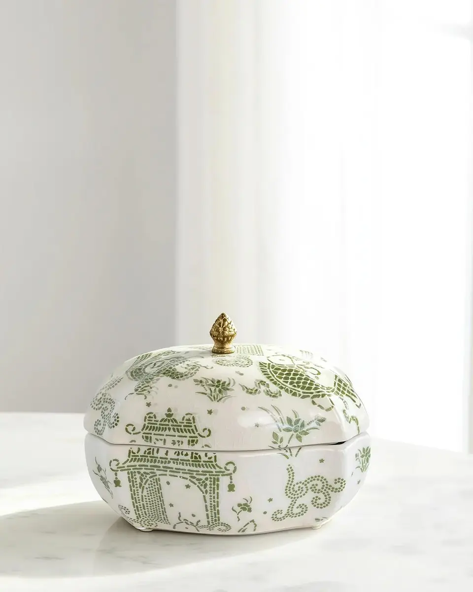 Port 68 Dragon Pagoda Porcelain Box