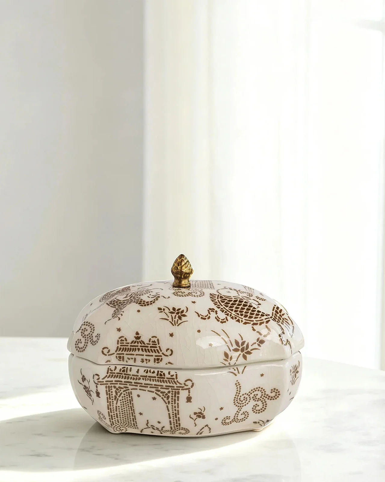 Port 68 Dragon Pagoda Porcelain Box