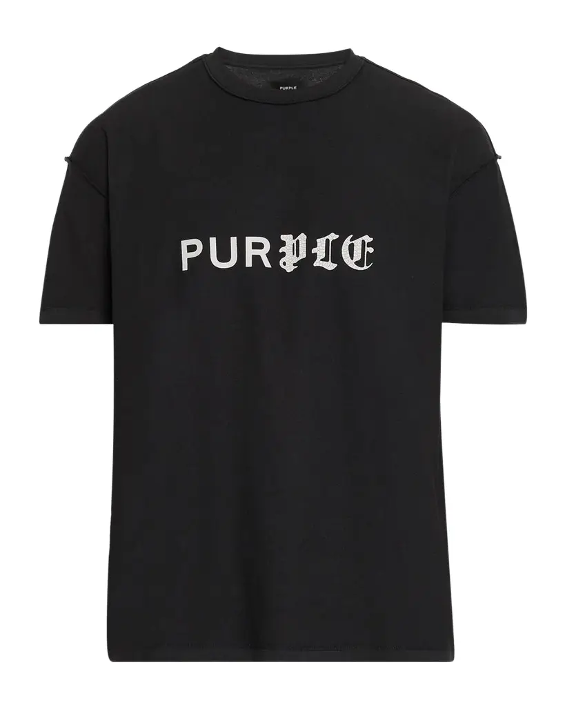 PURPLE Textured Inside Out Cotton Crewneck T-Shirt