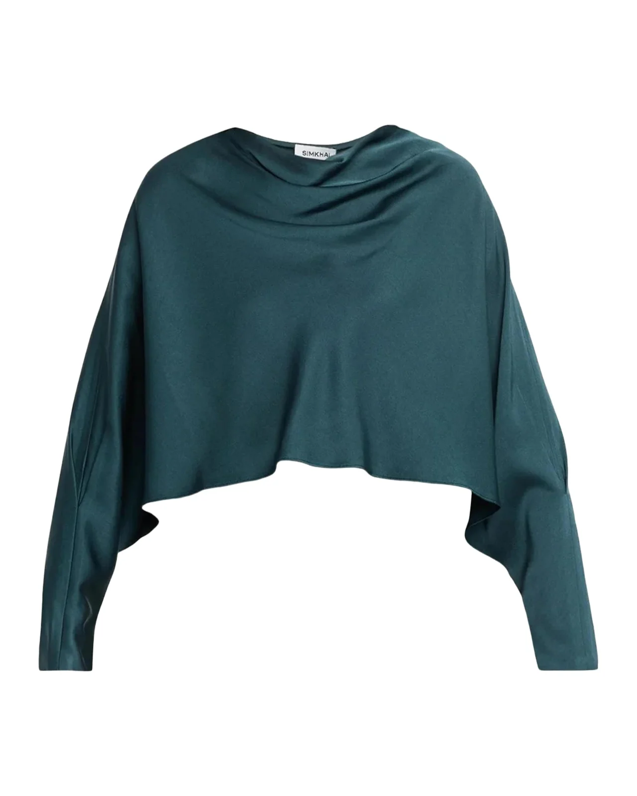 Simkhai Bearitz Draped Cowl-Neck Satin Top