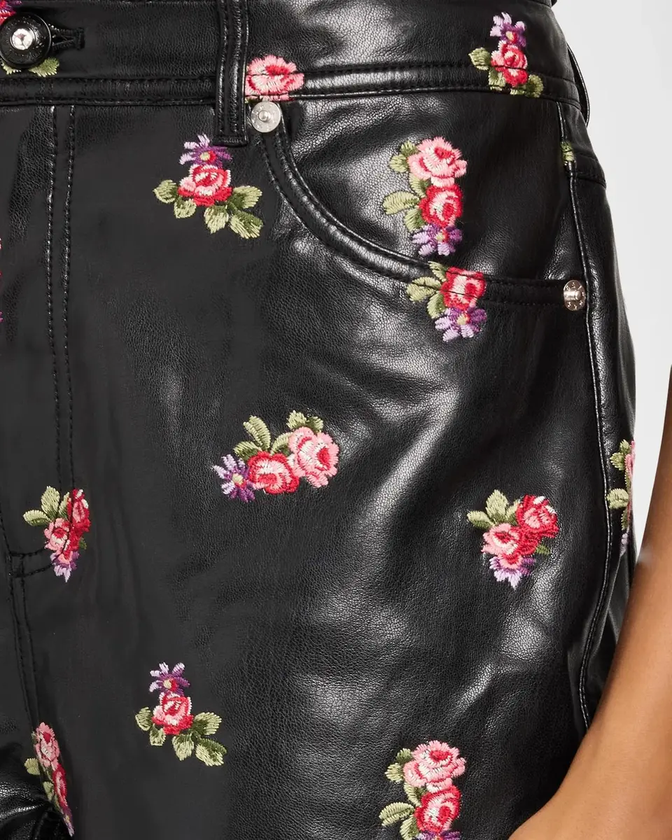 Cinq à Sept Tossed Roses Faux Leather Flare Pants | Thumbnail 5 Cinq à Sept Tossed Roses Faux Leather Flare Pants | Thumbnail 5