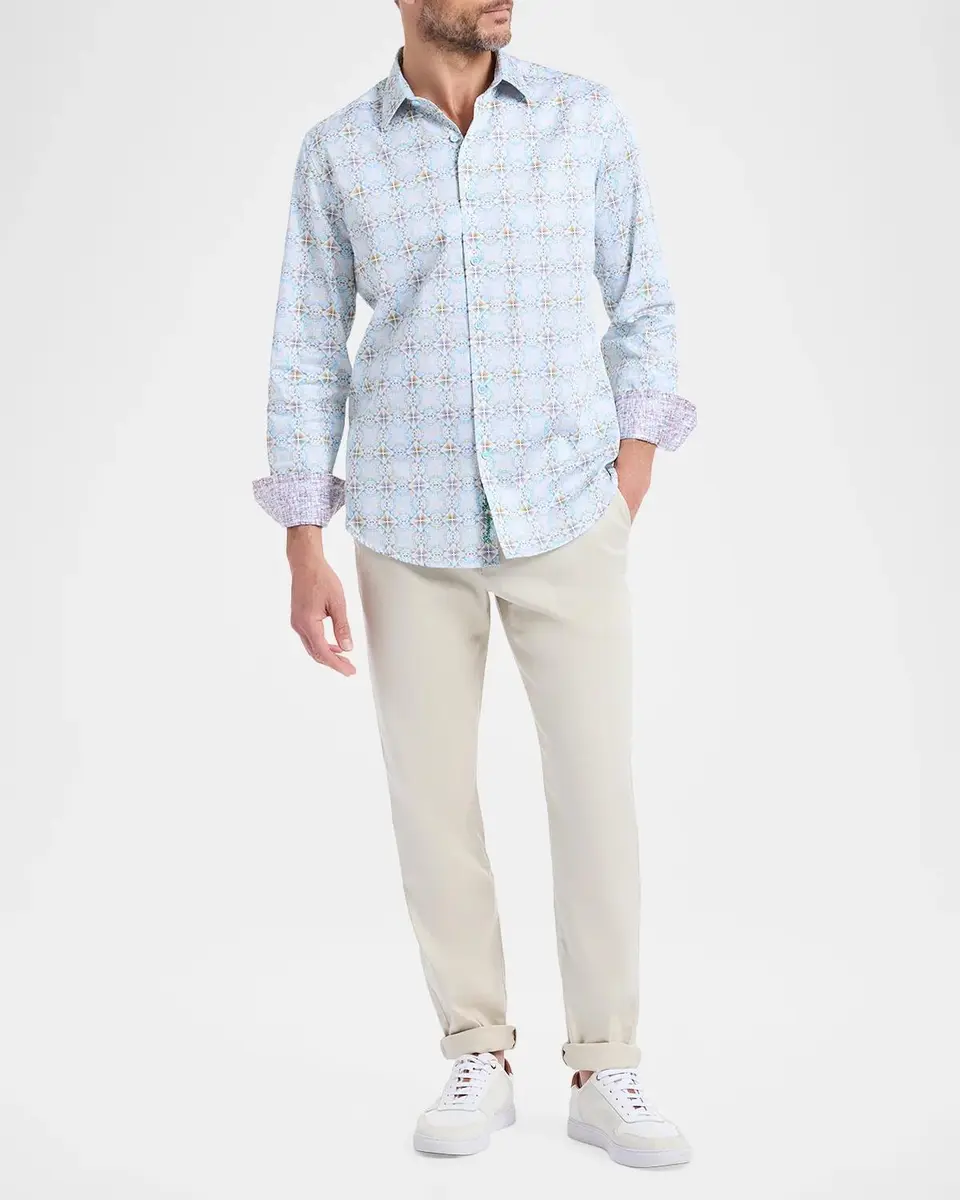 Robert Graham Runnymede Geometric Stretch-Cotton Shirt | Thumbnail 2 Robert Graham Runnymede Geometric Stretch-Cotton Shirt | Thumbnail 2