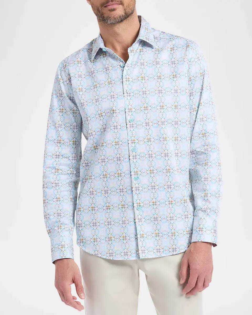 Robert Graham Runnymede Geometric Stretch-Cotton Shirt | Thumbnail 4 Robert Graham Runnymede Geometric Stretch-Cotton Shirt | Thumbnail 4