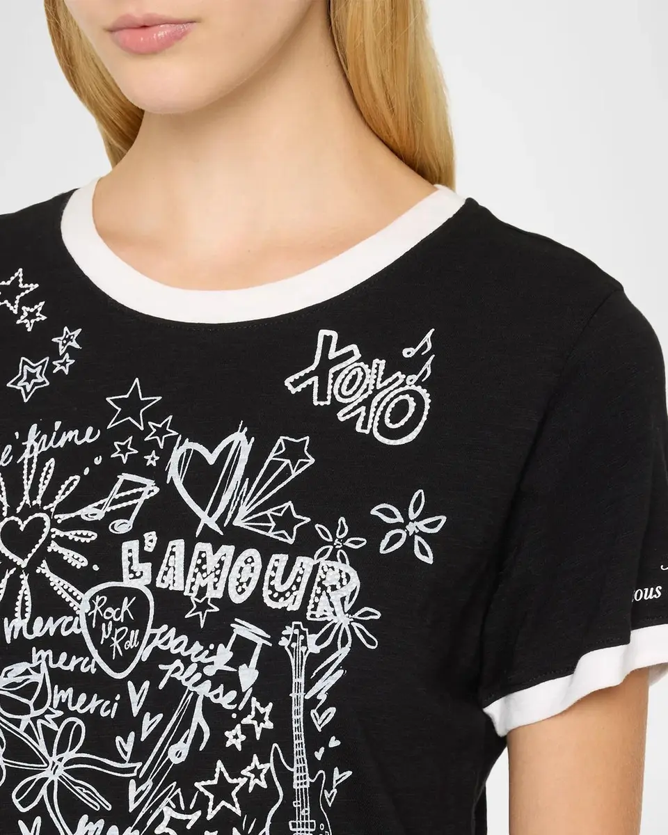 Cinq à Sept L 'Amour Doodle Ringer T-Shirt | Thumbnail 5 Cinq à Sept L 'Amour Doodle Ringer T-Shirt | Thumbnail 5