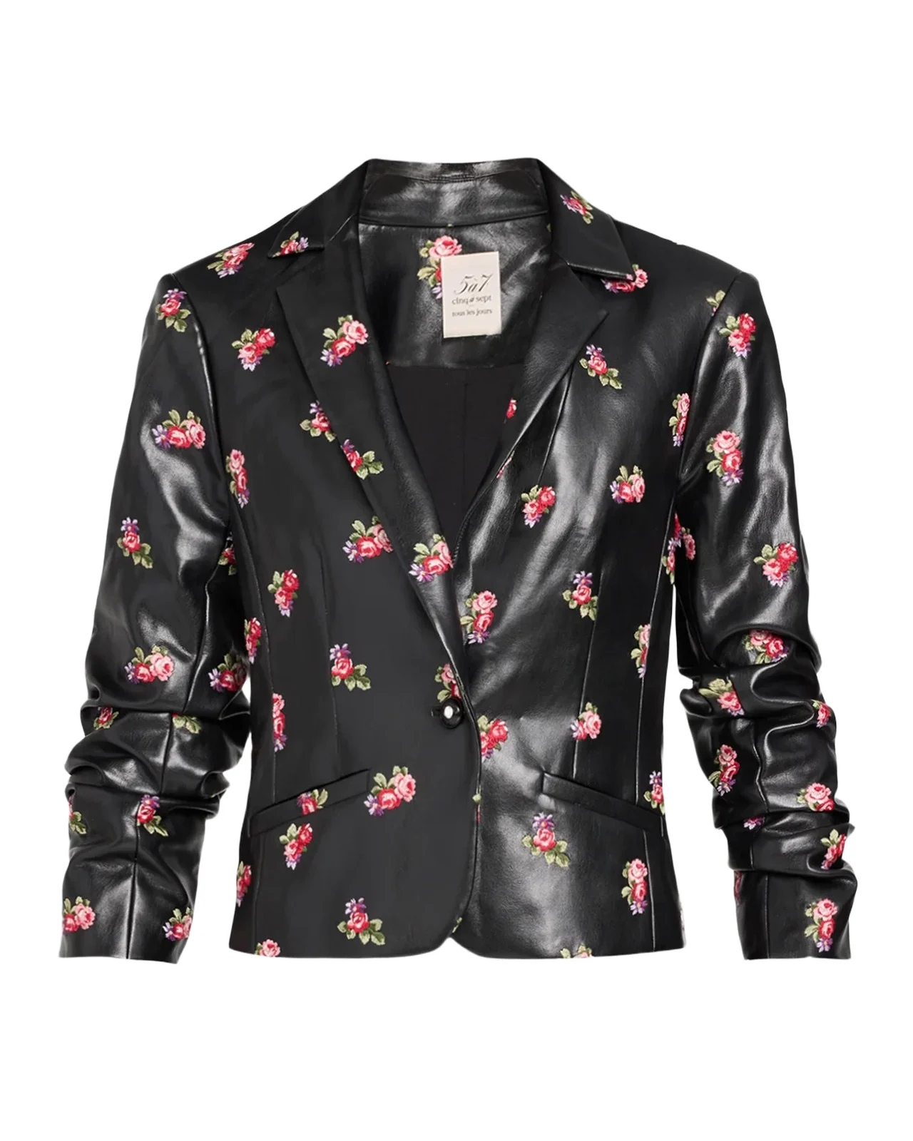 Tossed Roses Faux Leather Blazer Tossed Roses Faux Leather Blazer