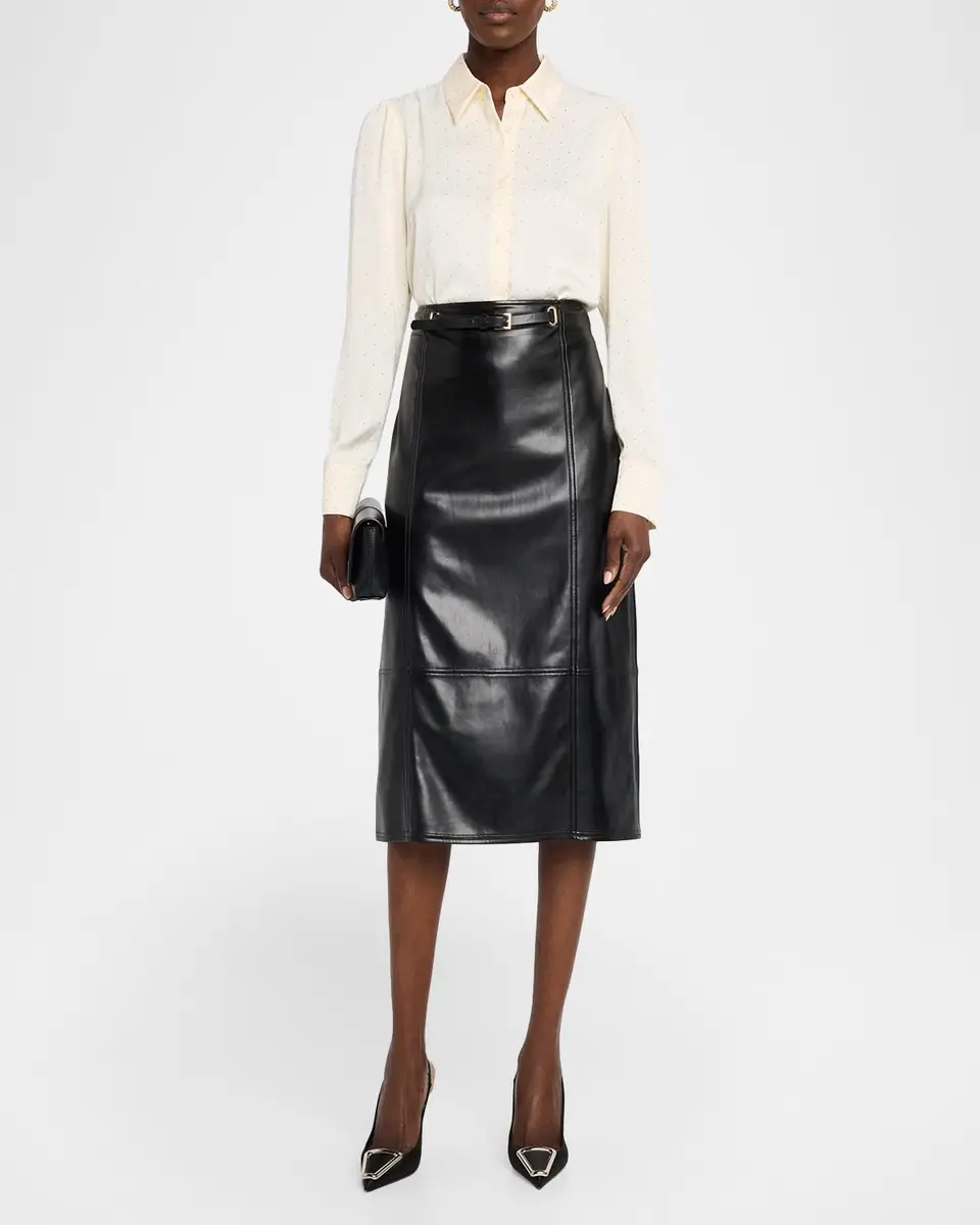 Milly Nico Faux-Leather Midi Skirt | Thumbnail 2 Milly Nico Faux-Leather Midi Skirt | Thumbnail 2