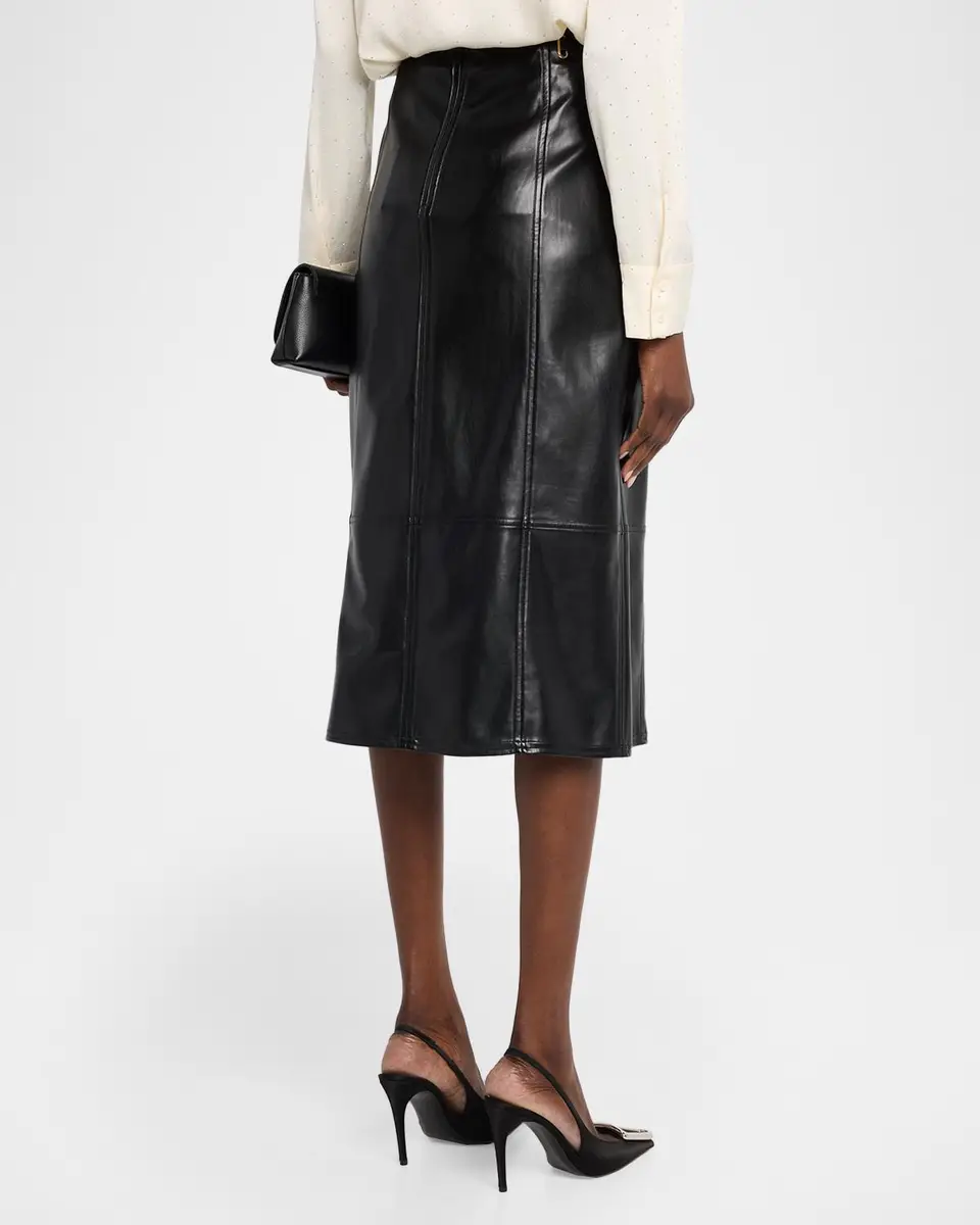 Milly Nico Faux-Leather Midi Skirt | Thumbnail 3 Milly Nico Faux-Leather Midi Skirt | Thumbnail 3