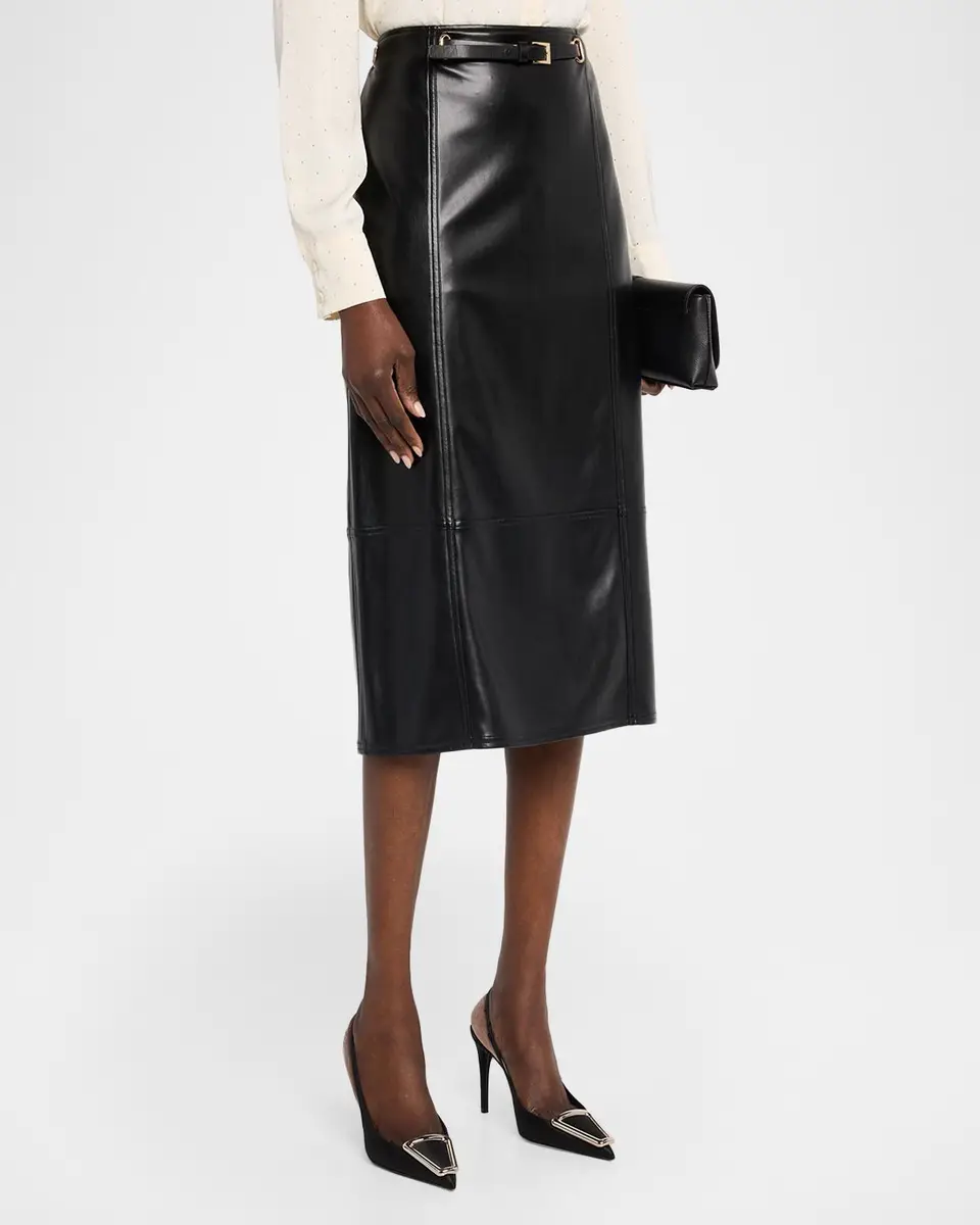 Milly Nico Faux-Leather Midi Skirt | Thumbnail 4 Milly Nico Faux-Leather Midi Skirt | Thumbnail 4