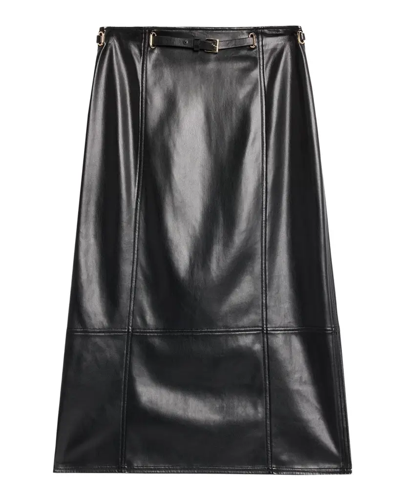 Milly Nico Faux-Leather Midi Skirt