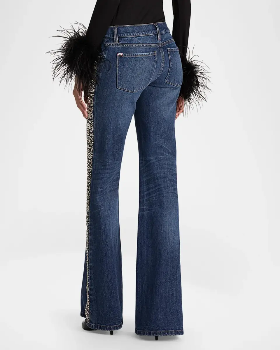 Alice + Olivia Emryn Ultra Low-Rise Embellished Jeans | Thumbnail 3 Alice + Olivia Emryn Ultra Low-Rise Embellished Jeans | Thumbnail 3