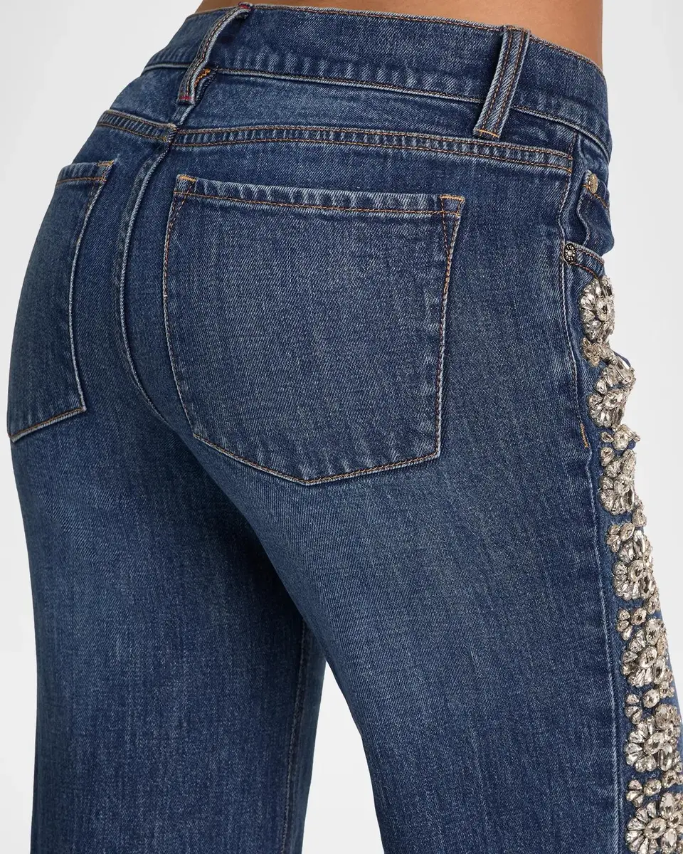 Alice + Olivia Emryn Ultra Low-Rise Embellished Jeans | Thumbnail 5 Alice + Olivia Emryn Ultra Low-Rise Embellished Jeans | Thumbnail 5