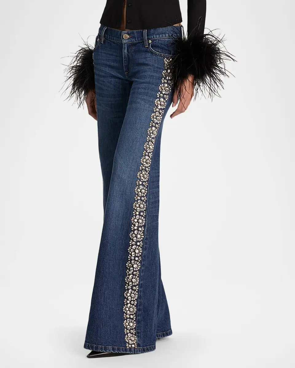 Alice + Olivia Emryn Ultra Low-Rise Embellished Jeans | Thumbnail 6 Alice + Olivia Emryn Ultra Low-Rise Embellished Jeans | Thumbnail 6