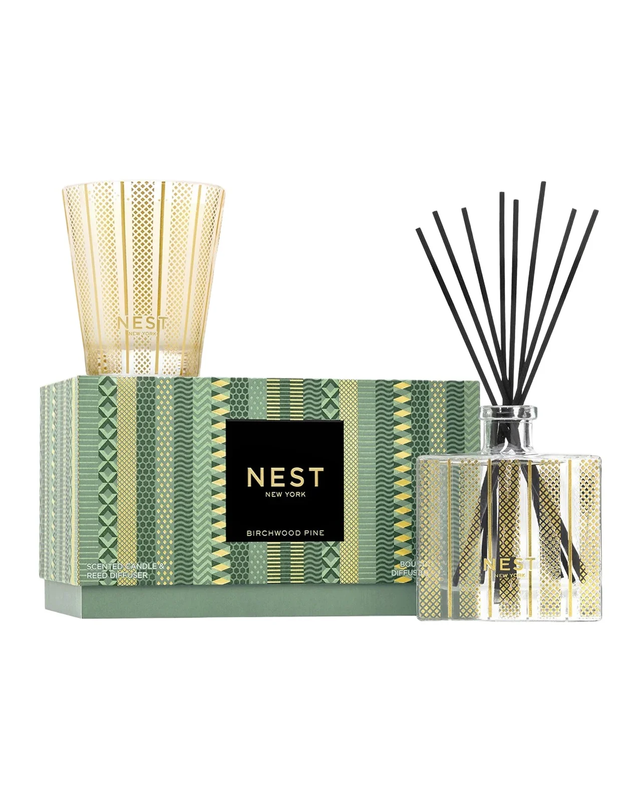 NEST New York Birchwood Pine Scented Candle & Reed Diffuser 2-Piece Gift Set