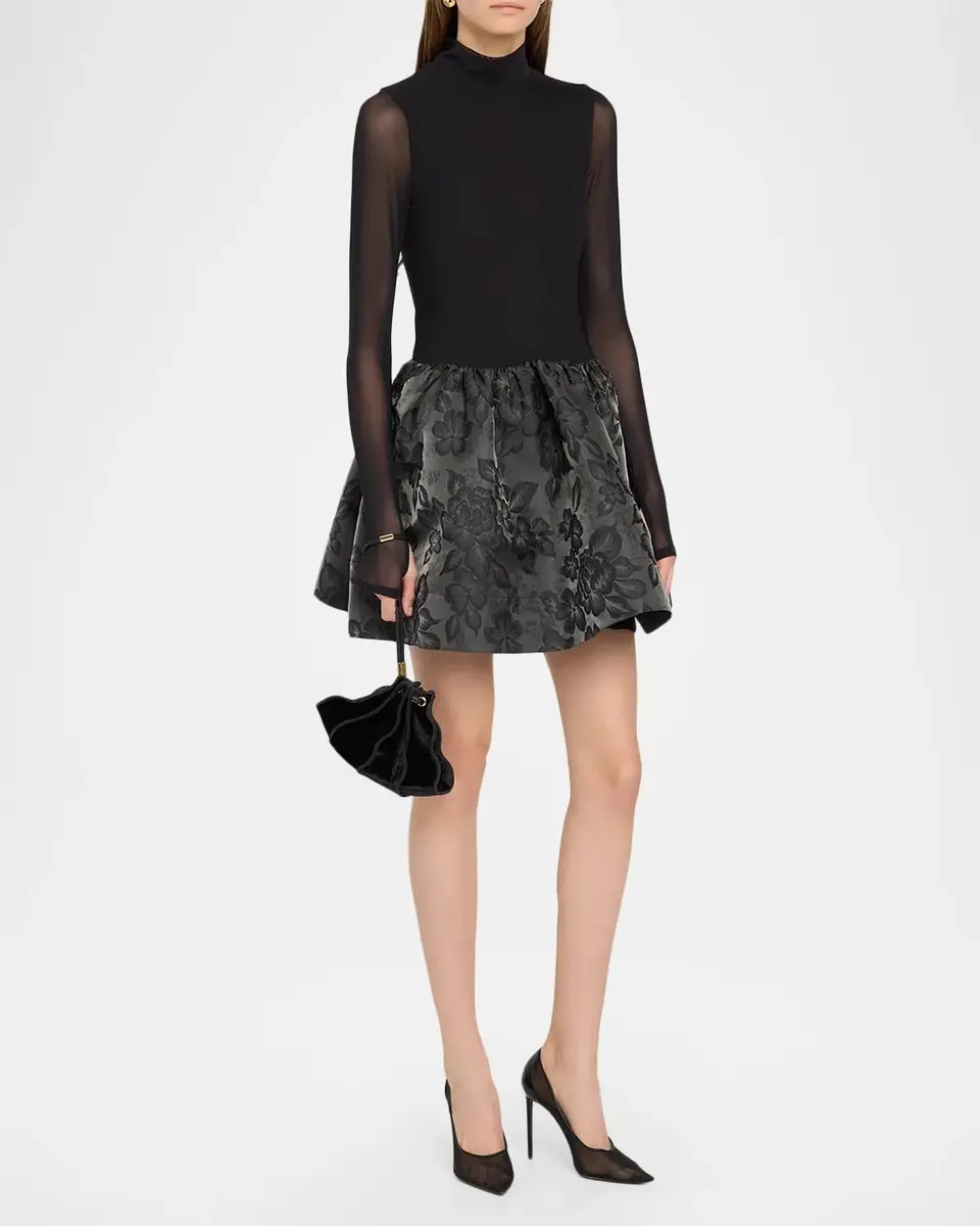 Alice + Olivia Chara Combo Drop-Waist Mini Dress | Thumbnail 4 Alice + Olivia Chara Combo Drop-Waist Mini Dress | Thumbnail 4