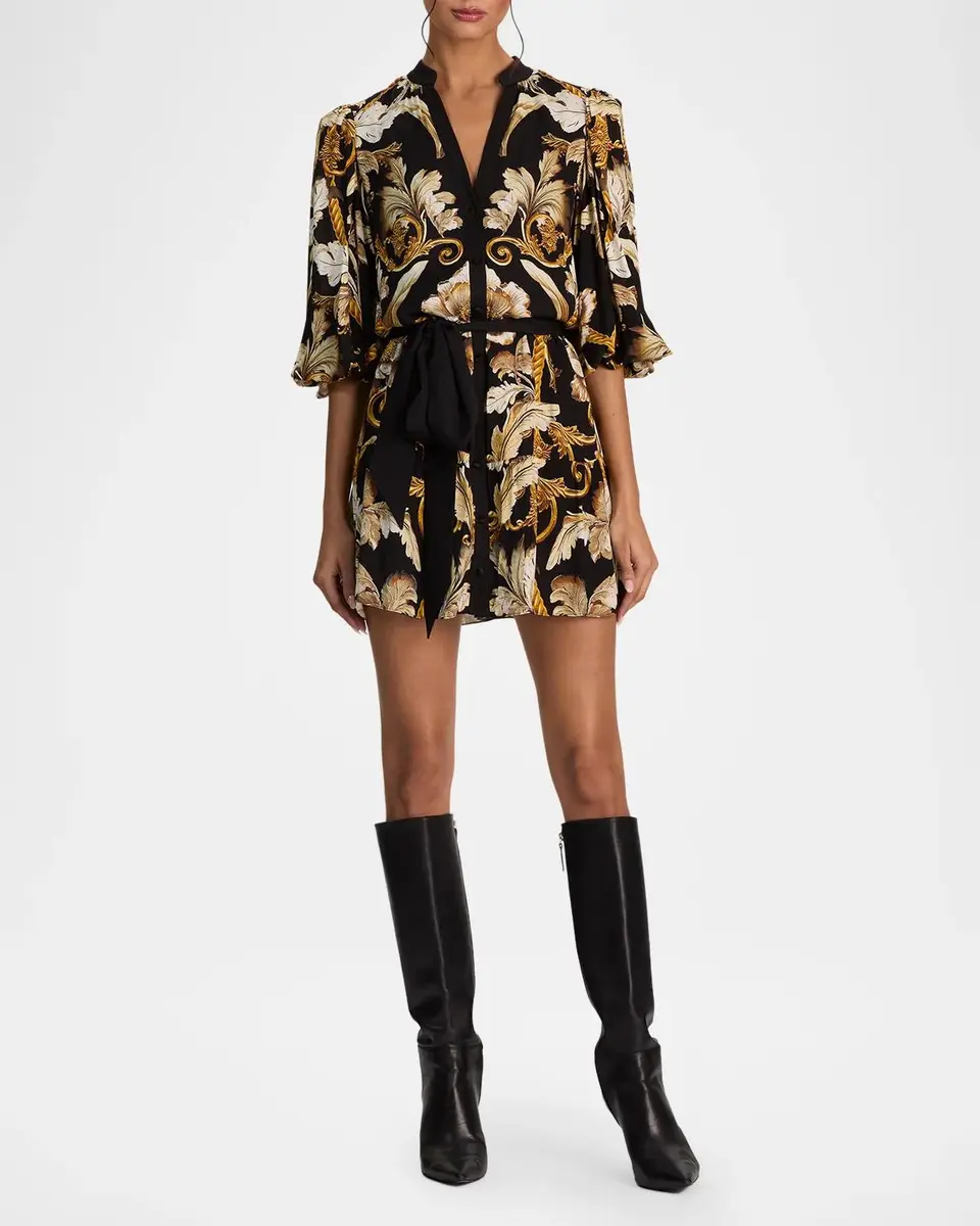 Alice + Olivia Antonette Tiered Mini Shirtdress | Thumbnail 2 Alice + Olivia Antonette Tiered Mini Shirtdress | Thumbnail 2