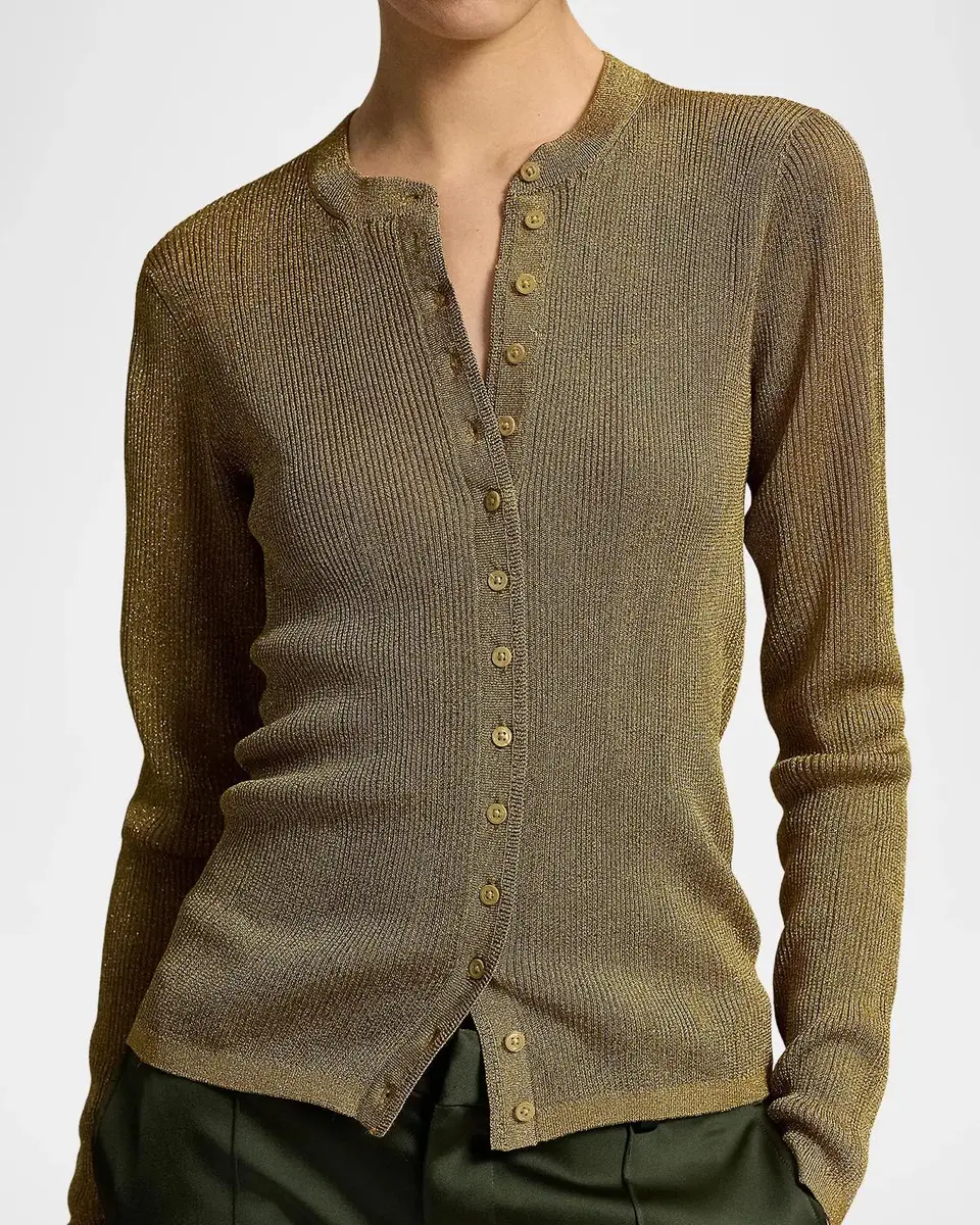 Ralph Lauren Metallic Rib Crewneck Cardigan | Thumbnail 5 Ralph Lauren Metallic Rib Crewneck Cardigan | Thumbnail 5