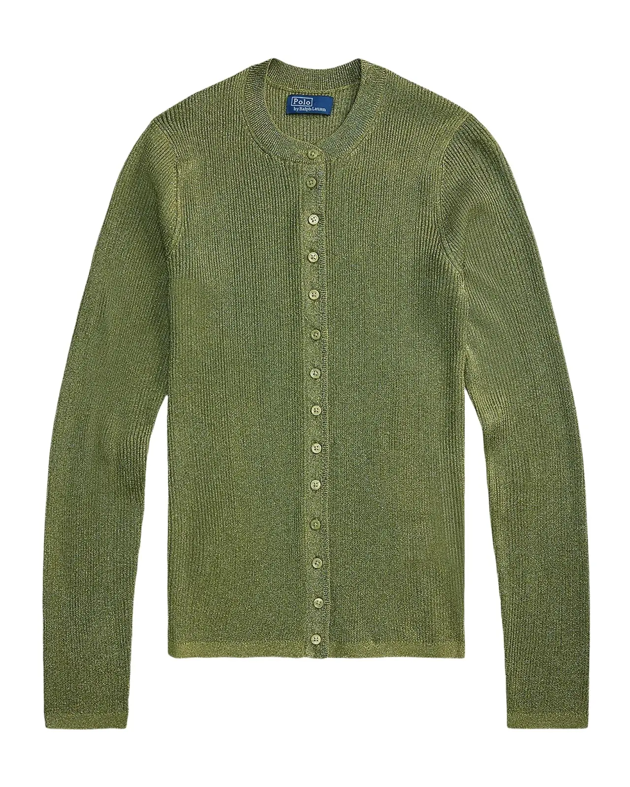 Ralph Lauren Metallic Rib Crewneck Cardigan