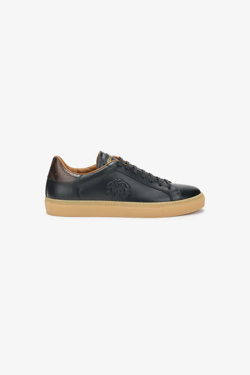 Roberto Cavalli Leather Sneakers with Embossed Logo Detail | Thumbnail 2