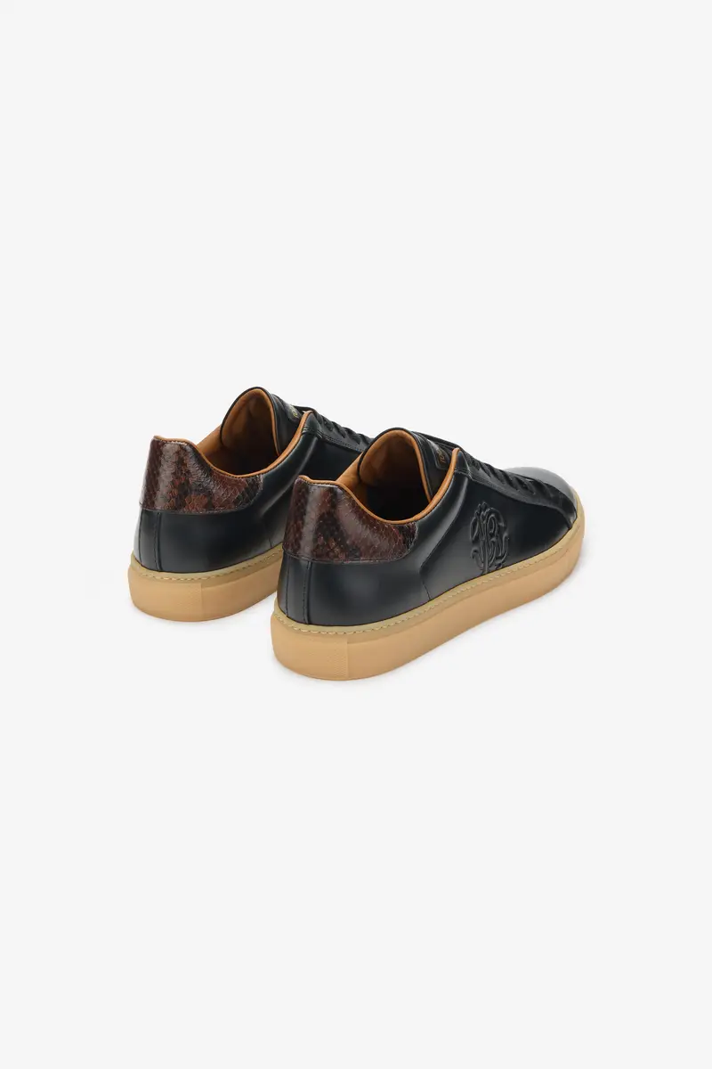 Roberto Cavalli Leather Sneakers with Embossed Logo Detail | Thumbnail 3
