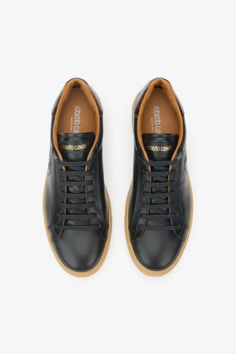 Roberto Cavalli Leather Sneakers with Embossed Logo Detail | Thumbnail 4