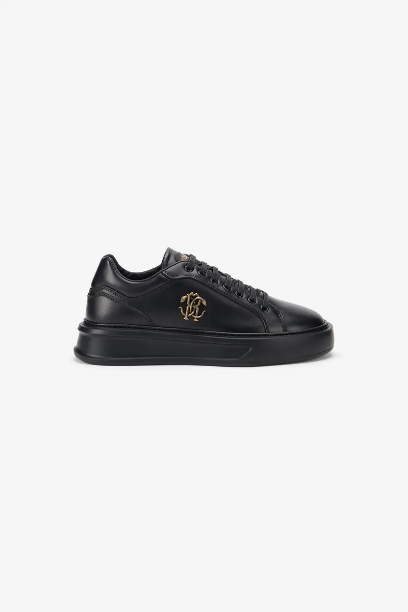 Roberto Cavalli Black Sneakers With Gold Logo Emblem | Thumbnail 2 Roberto Cavalli Black Sneakers With Gold Logo Emblem | Thumbnail 2