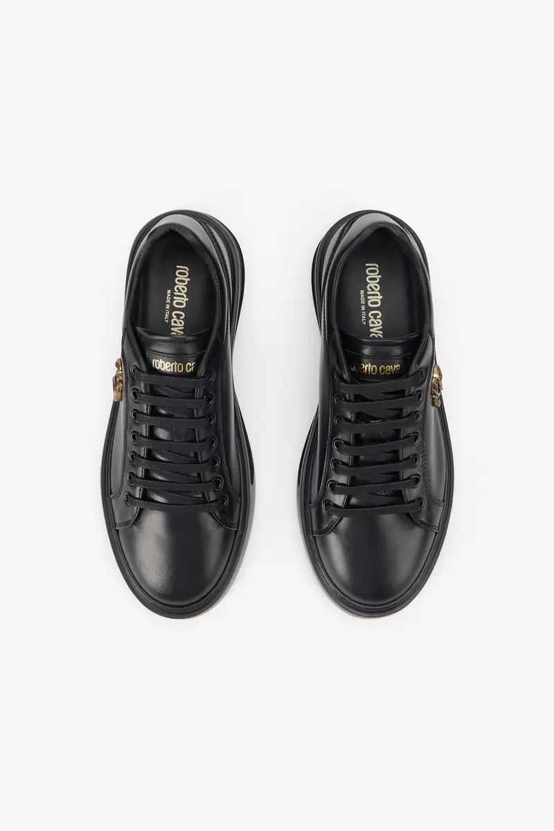 Roberto Cavalli Black Sneakers With Gold Logo Emblem | Thumbnail 4 Roberto Cavalli Black Sneakers With Gold Logo Emblem | Thumbnail 4