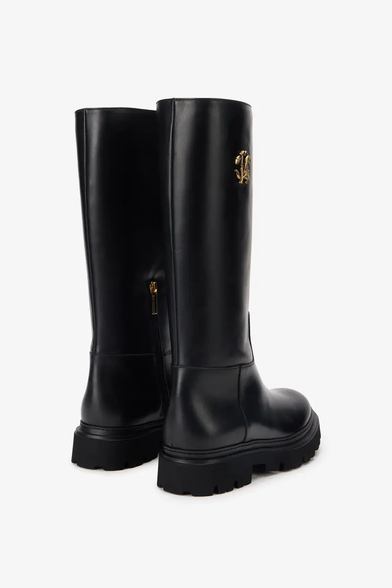 Roberto Cavalli Black Boots With Gold Emblem | Thumbnail 3 Roberto Cavalli Black Boots With Gold Emblem | Thumbnail 3